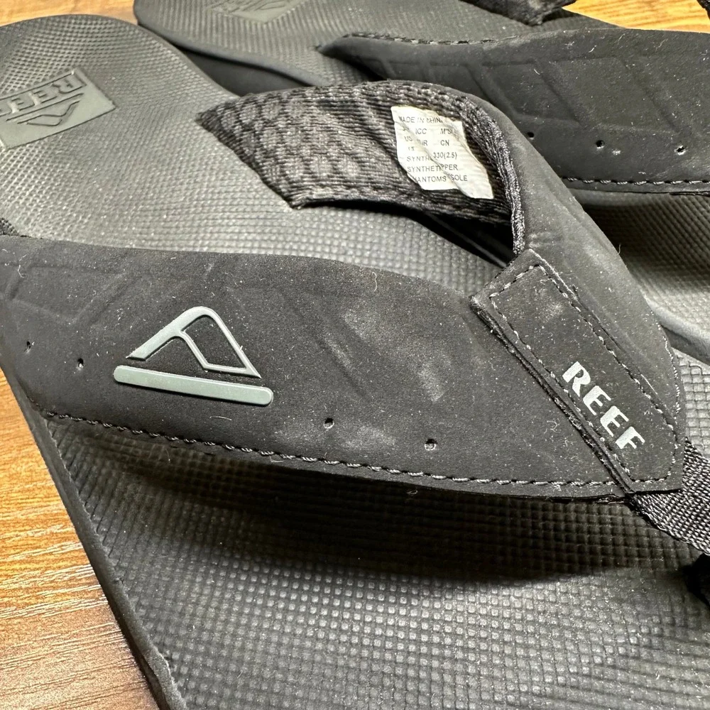 Reef Phantoms Mens Black Flip Flop Sandals Size 15 Arch Support Beach Casual